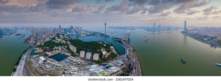 Panoramic Aerial View Of The Great Bay Area Of Macao, Zhuhai, China