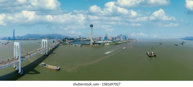 Panoramic Aerial View Of The Great Bay Area Of Macao, Zhuhai, China