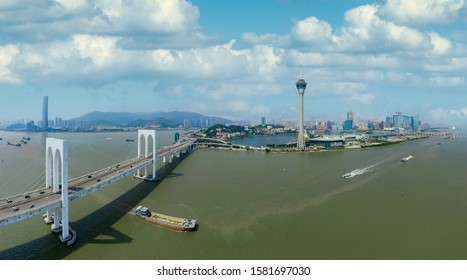 Panoramic Aerial View Of The Great Bay Area Of Macao, Zhuhai, China