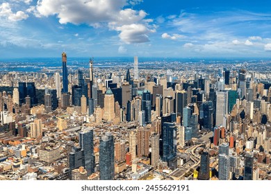 Panoramic aerial view of Manhattan in New York City, NY, USA - Powered by Shutterstock