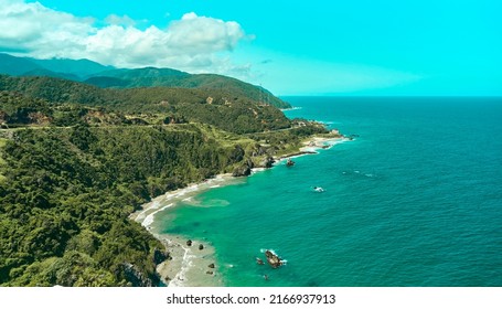 Panoramic Aerial View Of The Old Vacant City Los Caracas, La Guaira, Coastal Road - Venezuela. Vargas State Coastline