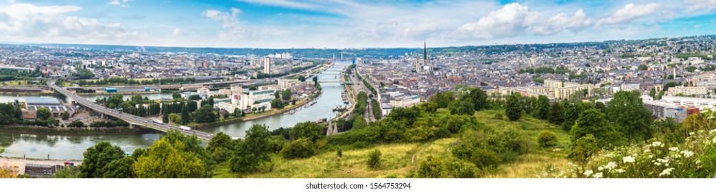 Panoramic Aerial View Of Rouen In A Beautiful Summer Day, France