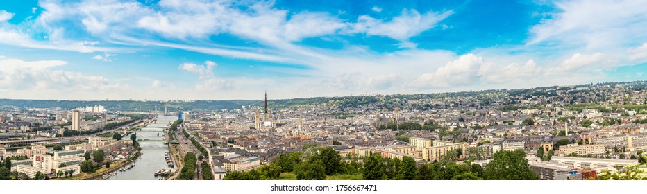 Panoramic Aerial View Of Rouen In A Beautiful Summer Day, France