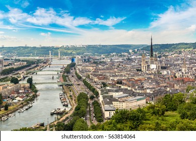 Panoramic Aerial View Of Rouen In A Beautiful Summer Day, France