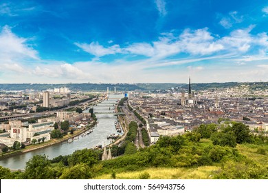 Panoramic Aerial View Of Rouen In A Beautiful Summer Day, France