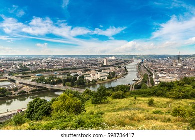 Panoramic Aerial View Of Rouen In A Beautiful Summer Day, France