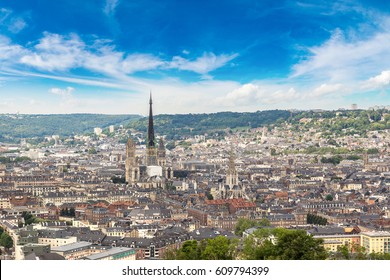 Panoramic Aerial View Of Rouen In A Beautiful Summer Day, France