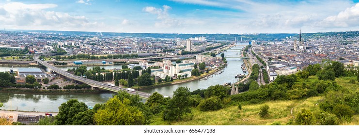 Panoramic Aerial View Of Rouen In A Beautiful Summer Day, France