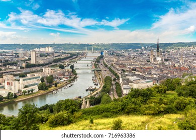 Panoramic Aerial View Of Rouen In A Beautiful Summer Day, France