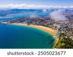 Panoramic aerial view of sea shore of Santander, Cantabria, Spain