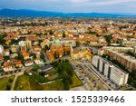 Panoramic aerial view of Udine cityscape, Italy