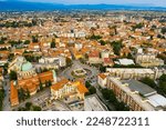 Panoramic aerial view of Udine cityscape, Italy