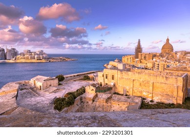 Panoramic aerial view of Valletta, the capital of Malta