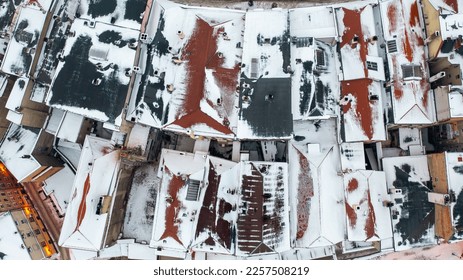 Panoramic aerial view of winter town covered with snow, Klodzko, Poland - Powered by Shutterstock