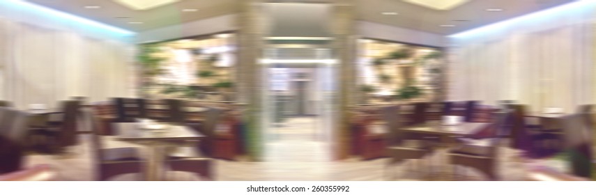 Panoramic blurred background restaurant