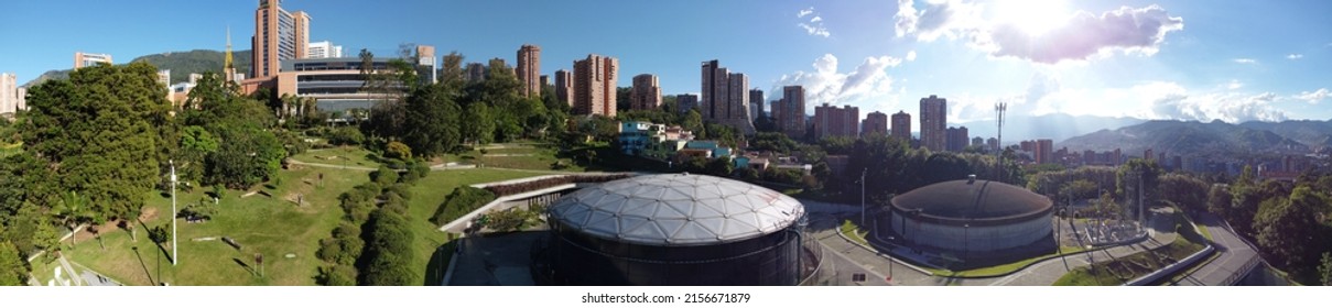 Panoramic Of The Buildings Of The El Poblado Neighborhood, Medellin, Colombia, Photographic Shots With A Drone