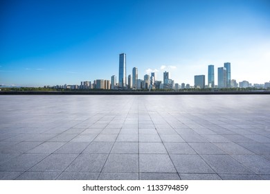 panoramic city skyline with empty square in shenzhen