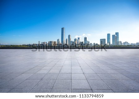 panoramic city skyline with empty square in shenzhen