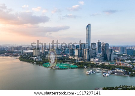 panoramic city skyline in suzhou china