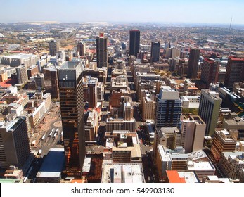 Panoramic City View. Central Business District. Johannesburg, South Africa. Artistic Retouching.