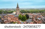 Panoramic city view of Ypres, Belgium.