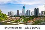 Panoramic cityscape of Indonesia capital city Jakarta at suny day