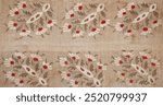 Panoramic close-up of an antique Ottoman textile with delicate colorful floral embroidery. Floral pattern backgrounds, maximalism style, vintage style. 