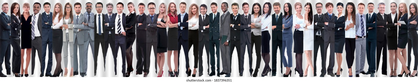 panoramic collage of a large and successful business team