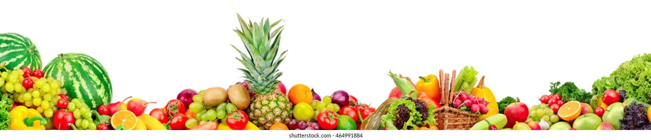 Panoramic collection of fruits and vegetables for skinali isolated on white background. - Powered by Shutterstock