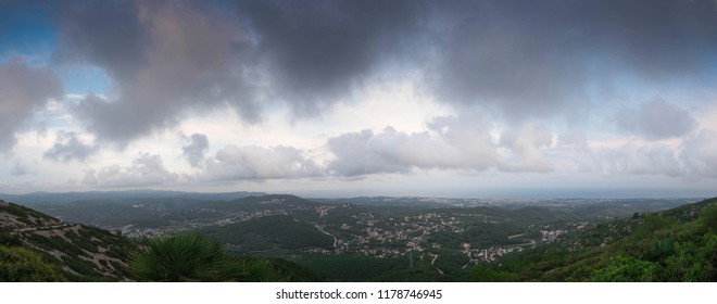 Panoramic Composed Of 5 Vertical Photos Of Vilafranca Del Penedès, Catalonia, Spain