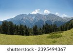 Panoramic distant view of Mount Olympus, the highest mountain of Greece and  home of the ancient Greek gods
