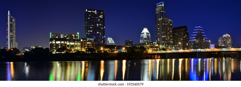 Panoramic of Downtown Austin at Dusk