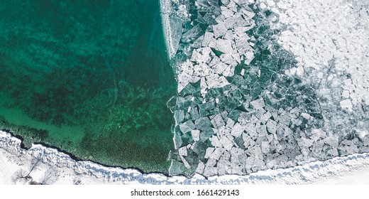 Panoramic drone view of the Little Traverse Bay  - Shutterstock ID 1661429143