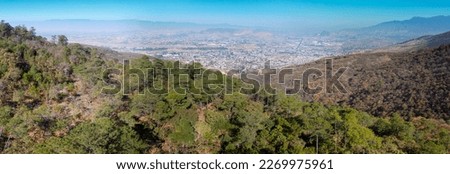 panoramic drone view of the mountains in spring over america, oaxaca, mexico