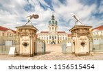 Panoramic facade view of Charlottenburg palace at sunny day