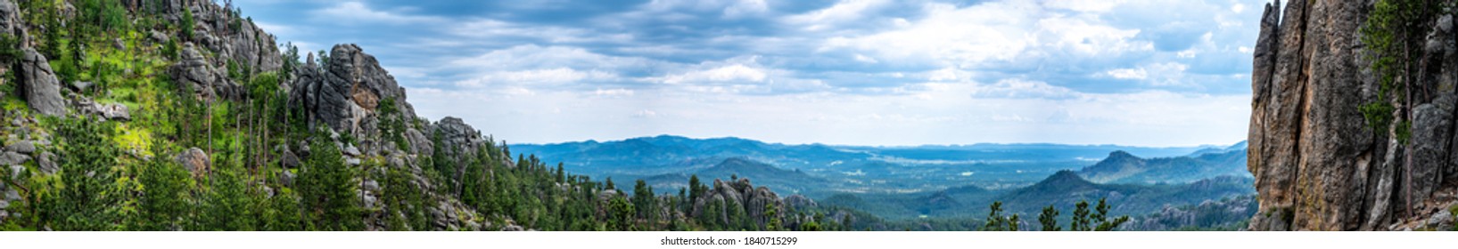 Panoramic HDR view of Needles Highway. Cathedral Spires in the Black Hills of South Dakota