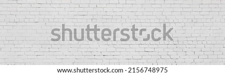 Panoramic header Background of brick wall. Old White brickwall of building. Beautiful Wide Rough Grunge Texture Banner With Copy Space For Design