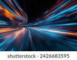  Panoramic high speed technology in big city concept, light abstract background. Speed concept. 