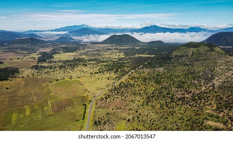 Panoramic high view of Michoacan state in Mexico.