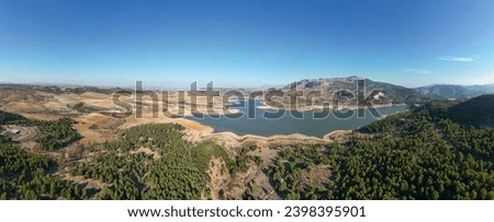 Panoramic image of the Guadalhorce reservoir, Malaga province, Spain