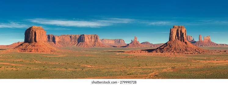 Panoramic image Monument Valley, desert canyon in USA, 