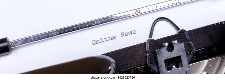 Panoramic Image. Online News - Written On An Old Typewriter, Vintage Newsletter Bulletin