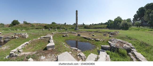 Panoramic image of the ruins of the Temple of Artemis at Ephesus, one of the Seven Wonders of the Ancient World