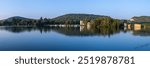 panoramic image showing the banks of the Seine in Vernon, a French town in Normandy near Giverny
