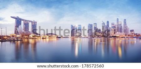 Panoramic image of Singapore`s skyline at night.