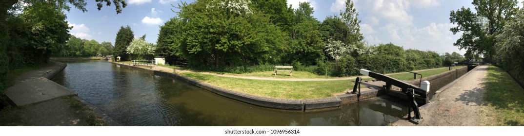 Panoramic Image Of Stratford Canal England Uk