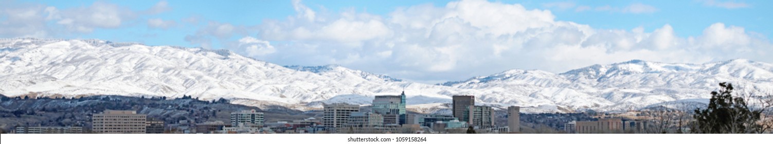 Panoramic Landscape Of Boise Idaho In The Winter