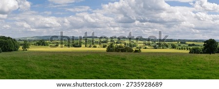 Panoramic Landscape Of Green Fields