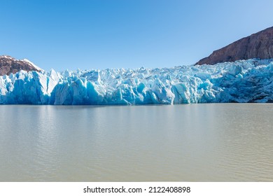 Panoramic landscape of Grey Glacier by Lago Grey in spring, Torres del Paine national park, Patagonia, Chile.