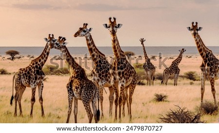 Similar – Image, Stock Photo Savanna Herds on the Move